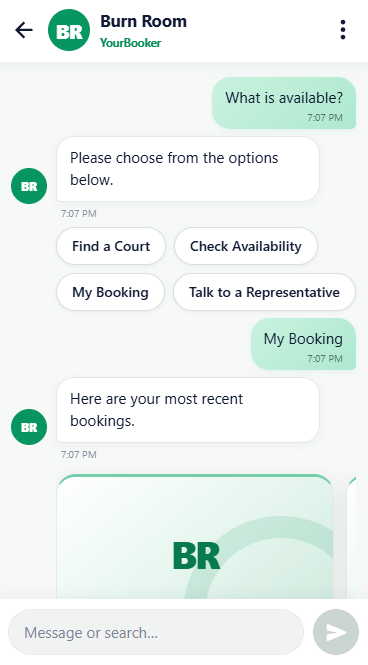 ShopNodes Go player chat and booking experience